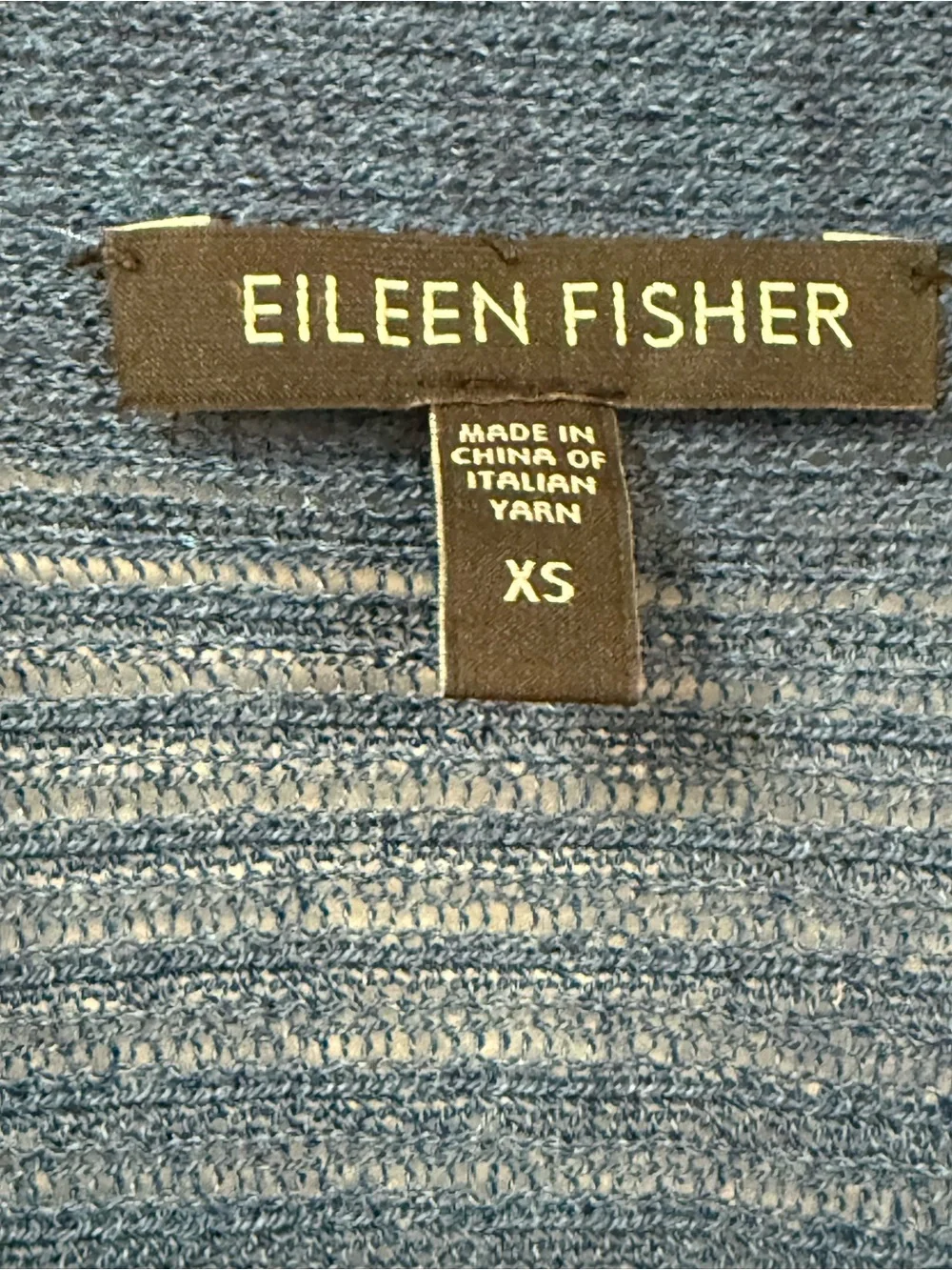 Eileen Fisher Blue Ribbed Open-Front Cardigan 100% wool sweater XS minimal